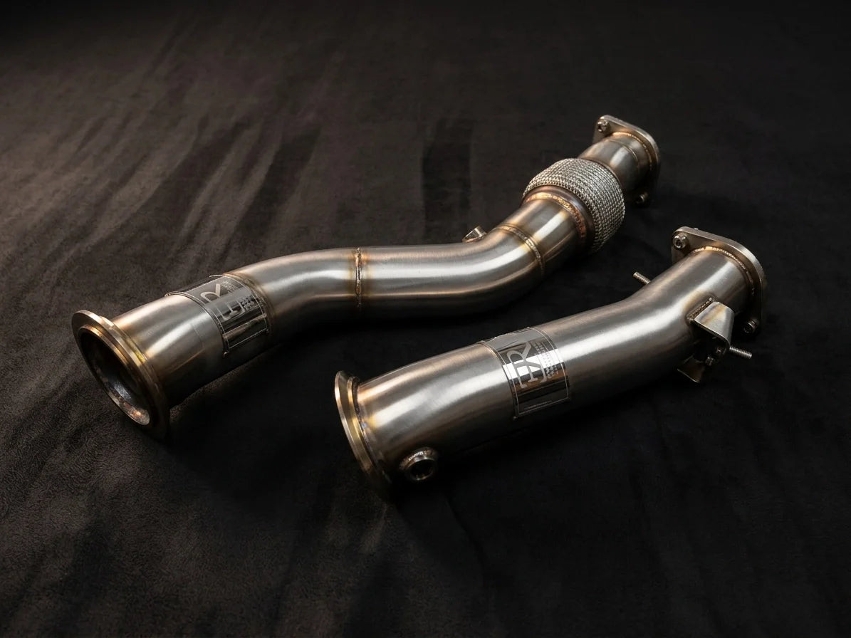 Evolution Racewerks Competition catless downpipes for BMW S58 — G80 M3 / G82 M4 / G87 M2